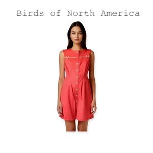 Birds Of North America Barbet Dress Size 2 Burnt Orange Cotton Sleeveless